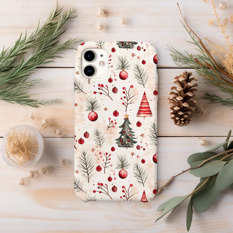Vintage Christmas Trees Phone Case | iPhone 13 14 15 Pro | Pixel | Samsung | Christmas Gift Ideas | Stocking Stuffer