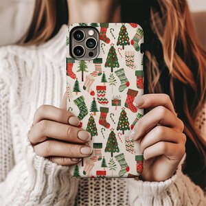 Christmas Stockings Phone Case | Christmas Trees Phone Case | iPhone 16 15 14 13 Pro Max | Pixel | Samsung | Stocking Stuffer