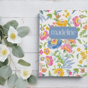 Personalized Hardcover Floral Journal Custom Floral Notebook Lined Hardcover Journal Gift for Her Flower Lover Gift