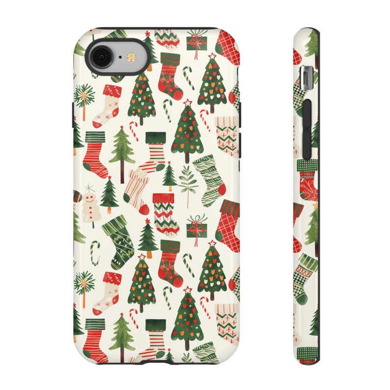 Christmas Stockings Phone Case | Christmas Trees Phone Case | iPhone 13 14 15 Pro Max | Pixel | Samsung | Stocking Stuffer | Christmas Gift