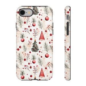 Vintage Christmas Tree and Berry Phone Case | iPhone 13 14 15 Pro | Pixel | Samsung | Christmas Gift Ideas | Stocking Stuffer