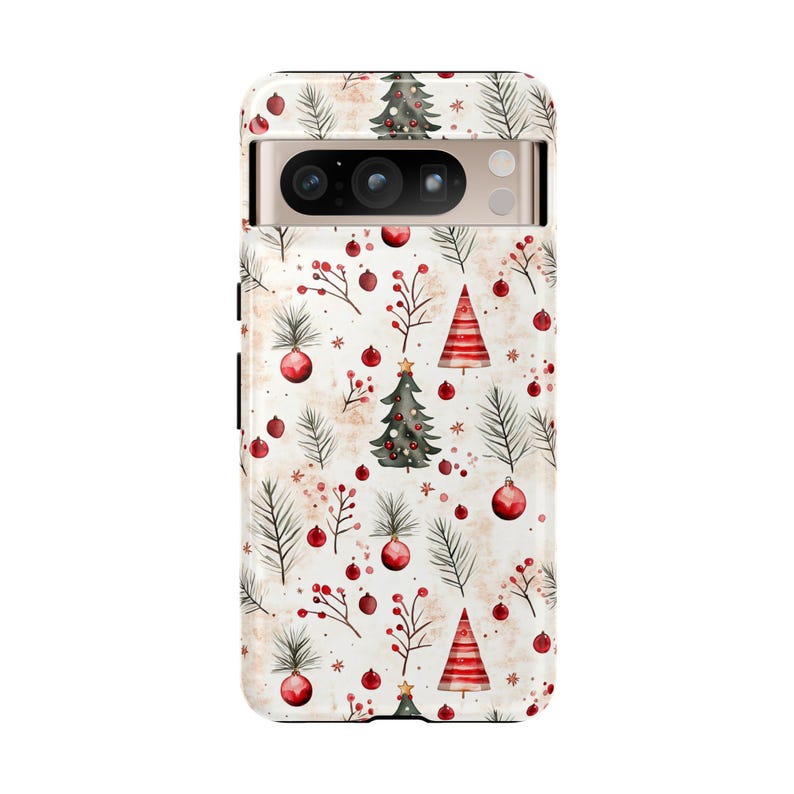 Vintage Christmas Tree and Berry Phone Case | iPhone 13 14 15 Pro | Pixel | Samsung | Christmas Gift Ideas | Stocking Stuffer
