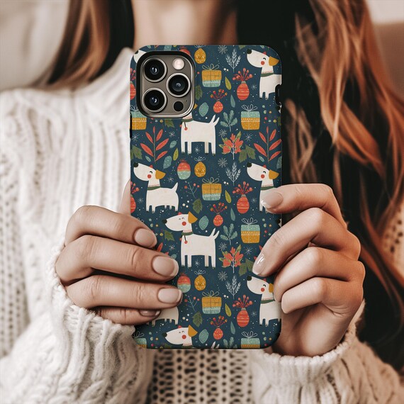 Christmas Dog Phone Case | Cute Dog Holiday Phone Case | iPhone 17 Pro Max | Pixel | Samsung | Dog Lover Christmas Gift