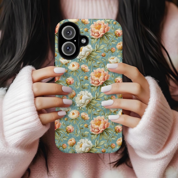 Peonies Floral Phone Case | Flower Lover Gift | Cottagecore Phone Tough Case| iPhone | Pixel | Samsung | Mothers Day Gift
