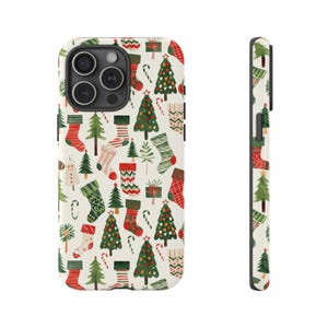 Christmas Stockings Phone Case | Christmas Trees Phone Case | iPhone 13 14 15 Pro Max | Pixel | Samsung | Stocking Stuffer | Christmas Gift