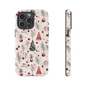 Vintage Christmas Tree and Berry Phone Case | iPhone 13 14 15 Pro | Pixel | Samsung | Christmas Gift Ideas | Stocking Stuffer
