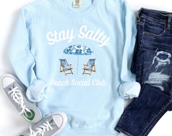 Stay Salty Social Club Sweatshirt, Comfort Colors® Beach Shirt