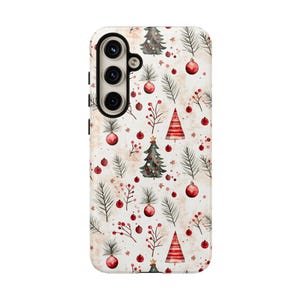 Vintage Christmas Tree and Berry Phone Case | iPhone 13 14 15 Pro | Pixel | Samsung | Christmas Gift Ideas | Stocking Stuffer