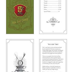 5Cent Tarot PDF Digital Guidebook Booklet Download, Quick Digital Pdf Download