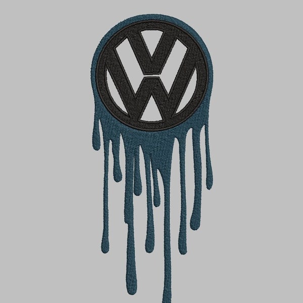 VW Drip -  Embroidery Files - 2 sizes  - Bmp,Dst,Exp,Hus,Inf,Jef,Pcs,Pec,Pes,Vp3,Xxx