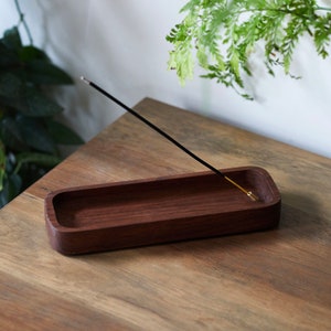 Walnut and brass incense holder + incense