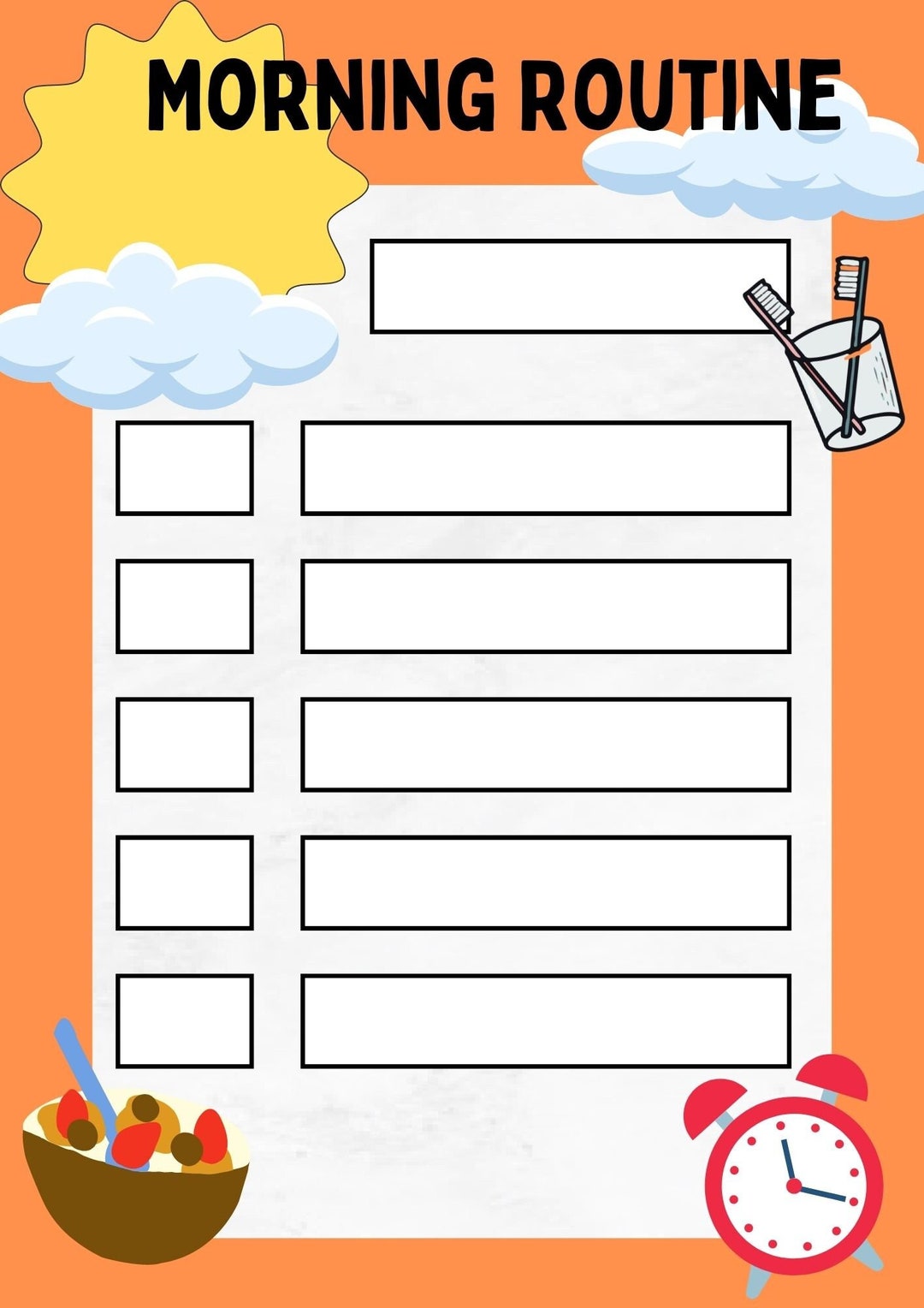 Morning Routine Chart - Etsy
