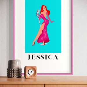 Jessica Rabbit Faceless Portrait Illustration Eclectic Wall Art Digital Download Trendy Home Decor Housewarming Gift Girly Pop Culture Print