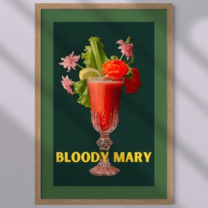 BLOODY MARY Cóctel Cartel Maximalista Pared Arte Bebida de moda Impresión Instantánea Descarga Digital Retro Housewarming Regalo Girly Pastel Pop Decoración