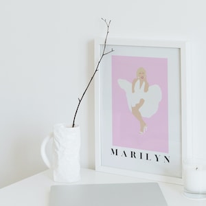 Marilyn Monroe Faceless Portrait Illustration Eclectic Wall Art Digital Download Trendy Home Decor Housewarming Gift Girly Pop Culture Print