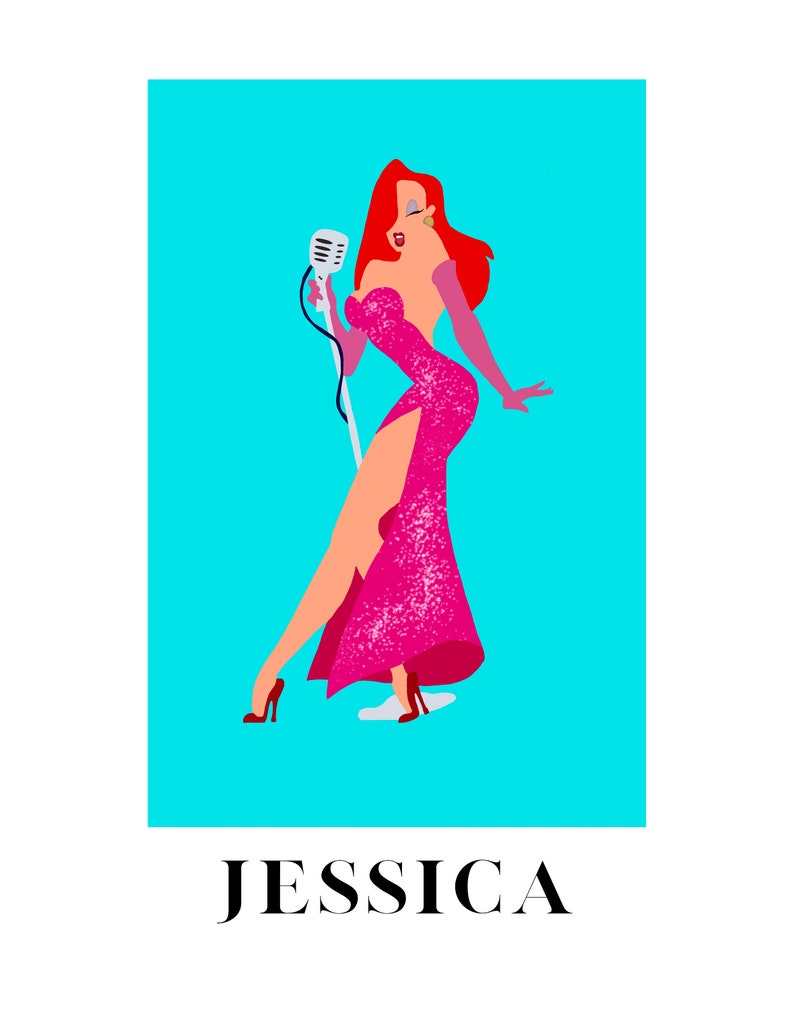 Jessica Rabbit Faceless Portrait Illustration Eclectic Wall - Etsy