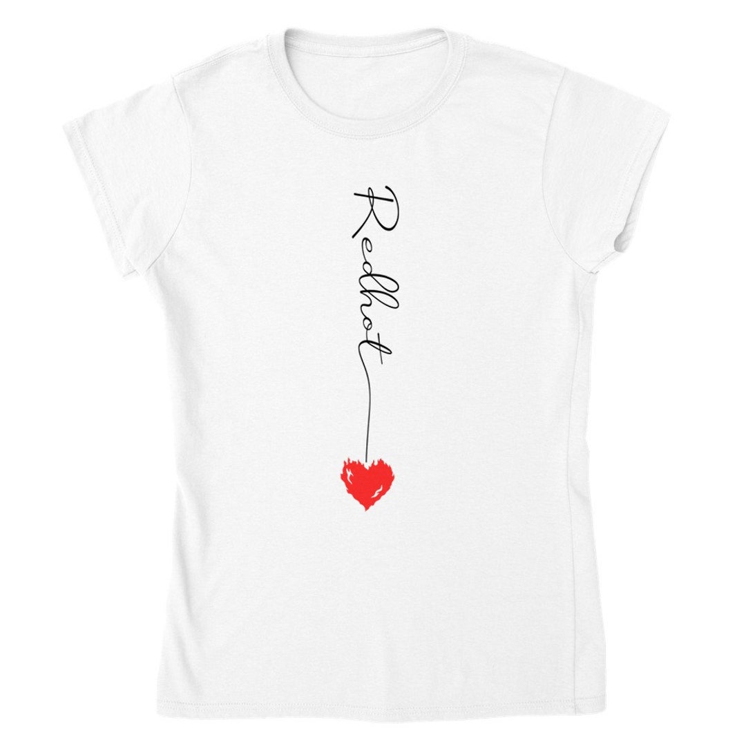 Fitted Woman's Shirt With Heart Details, Crewneck Tshirt Jersy Classic