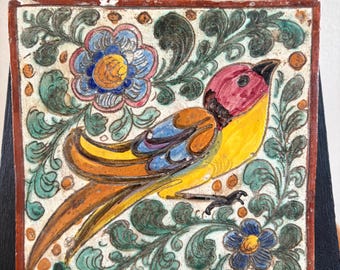 Pedestal rústico italiano antigo de cerâmica, assinado por Zulimo Aretini (1884-1965), década de 1930 | 15 x 15 cm