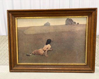 Vintage 1970er Jahre gerahmter Druck auf Karton, „Christina's World“ (1948) von Andrew Wyeth | 43x32cm