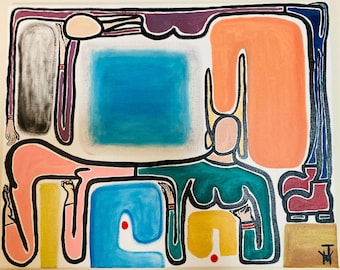 Pintura al óleo original, "Musetta y Mimi", 16x20; firmada por el artista Jesús V. Murillo