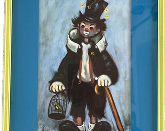 Lámina vintage de mediados de siglo de Ozz Franca / Hobo el Payaso / Años 60 / 10x16"