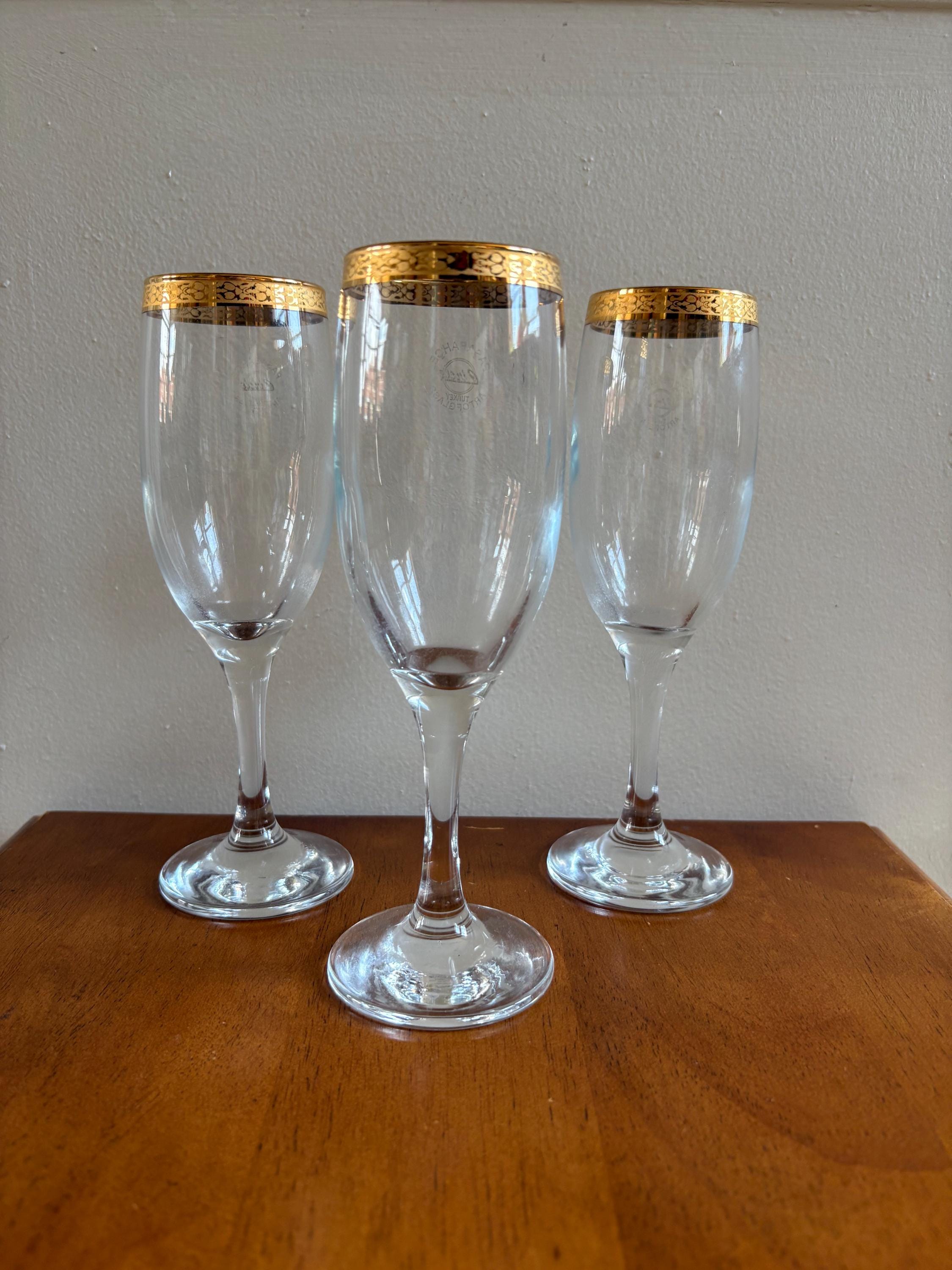 Antique Champagne Glass With Gold Trim - Etsy