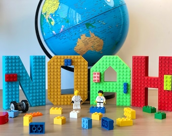 Custom LARGE Brick Style Kids Letter, Wall Mountable Kids Room Sign, Personalized 3D Printed Desk Plate, Nursery Decoration, Boys Room Sign