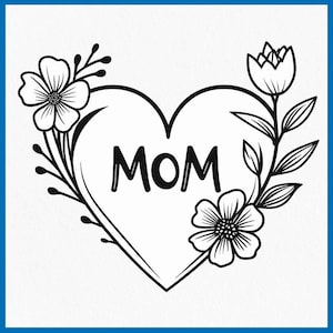 Mamá flor corazón SVG, Día de la Madre, Mamá camiseta svg, mamá regalo svg, png, archivos svg para cricut, Descarga digital