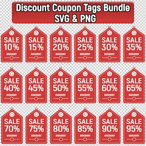 Rabattkupongetikett SVG PNG-paket, erbjudandena Clipart, rea-klistermärken för företag, utskrivbara reklametiketter, rea-ikoner, rea-element