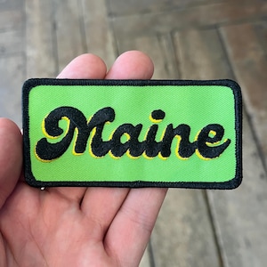 Maine Groovy Text Embroidered Patch