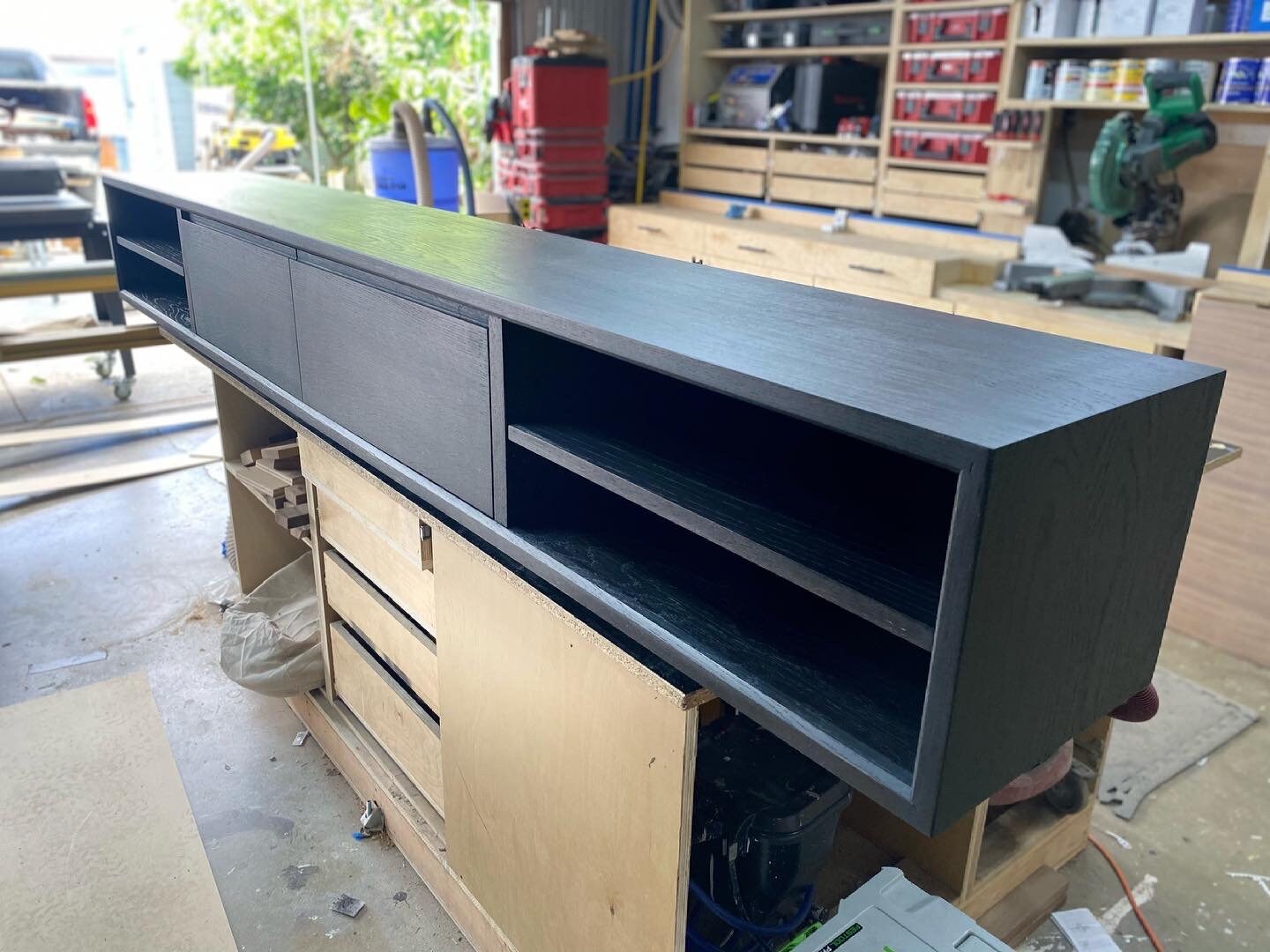 White Oak Floating Media Console Etsy