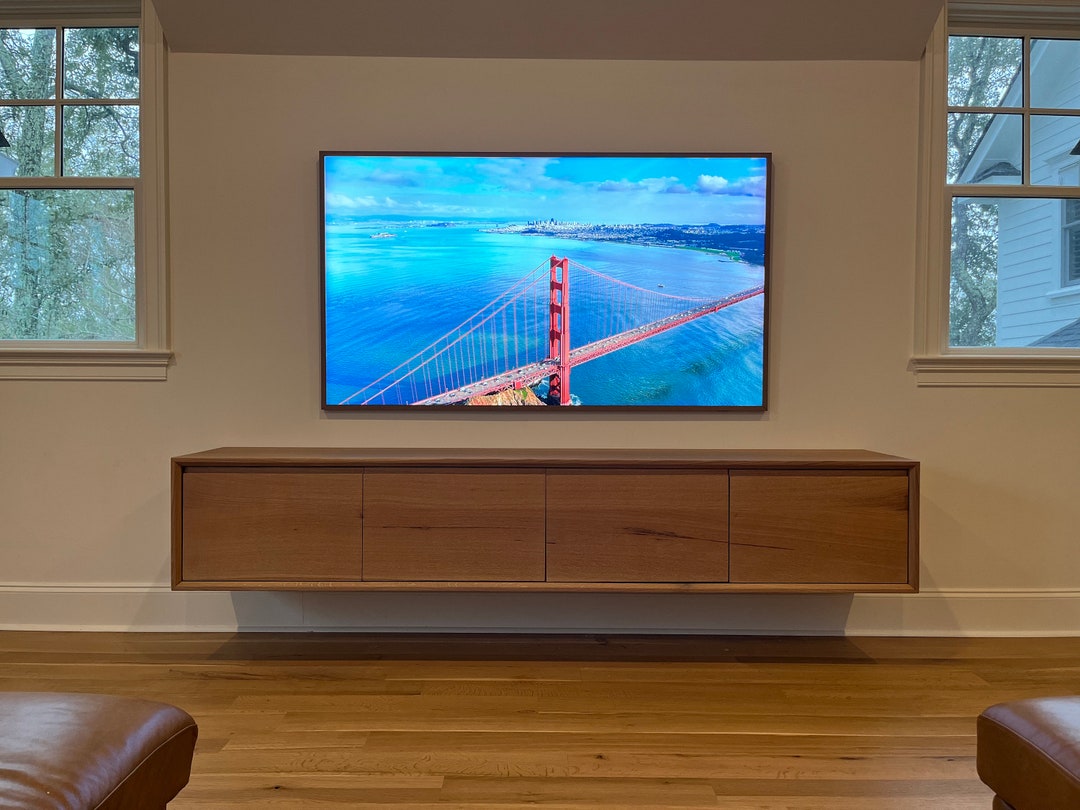 White Oak Floating Media Console Etsy