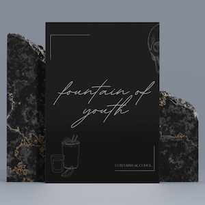 Fountain of Youth beverage sign, Death to my Twenties, birthday party sign