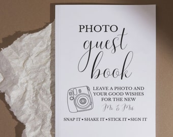 Photo Guestbook Sign, Wedding Guest Book Sign, Bridal Shower Photo Guest Book Sign, Polaroid Photo Station