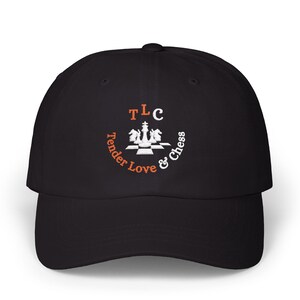 Gorra de ajedrez negra bordada con TLC, gorra con bordado de amor tierno y ajedrez, regalo para jugadores de ajedrez, regalo para amantes del ajedrez y aficionados.
