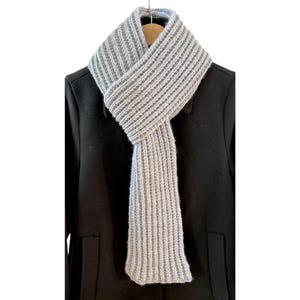 Hand Knit Gray Scarf: Soft Acrylic, Hypoallergenic Yarn