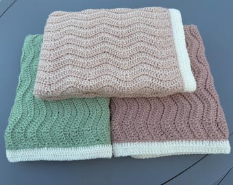 Crochet Baby Blanket | Gender Neutral Baby Blanket | Newborn Gift | Baby Shower Gift | Sage, Oatmeal & Warm Taupe Baby Blanket Crochet