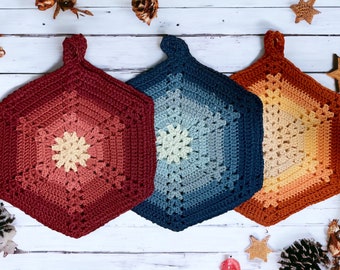 Potholder Handmade Crochet - Hexagon - Cotton Kitchen Accessories