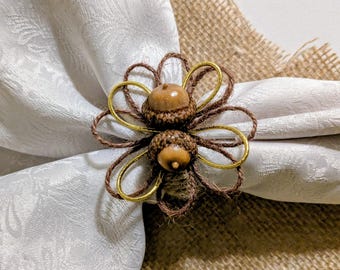 Woodland Acorn Napkin Ring – Rustic Holiday Table Decor