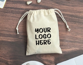 Custom Logo Cotton Drawstring Bag, Personalized Jewelry Pouch, Favor Bags