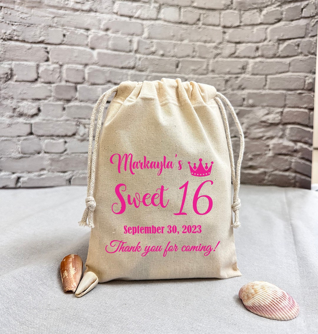 Personalized Sweet 16 Favor Bag, Crown Design, Birthday Party Gift - Etsy