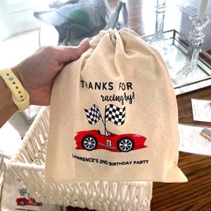 Personalized Race Car Favor Bag for Kids - Custom Name Goodie Bag - Birthday Party Treat Bag - Custom Tote for Children