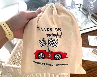 Personalisierte Rennauto Gunst Tasche - Kindergeburtstag Party Goodie Tote