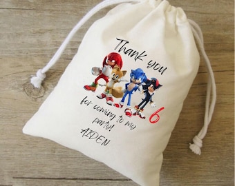 Personalized Sonic & Friends Party Favor Bag, Cotton Drawstring