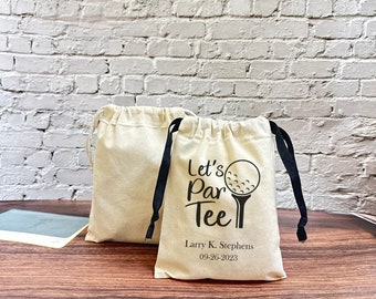 Custom Golf Favor Bags – “Let’s Par Tee” Muslin Tee Bag