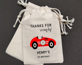 Bolsas de agradecimiento con coches de carreras clásicos para fiestas de cumpleaños