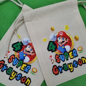 Mario Birthday Favor Bags Cadeauzakjes verjaardag jongen - Gepersonaliseerde verjaardagstasje kinderfeestbedankje
