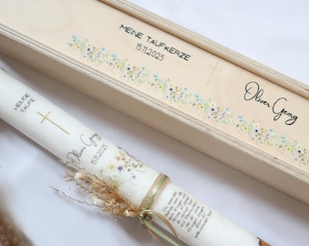 Personalized christening candle with flowers, christening candle for boy/girl, christening gift idea, holy christening, christening candle with dried flowers