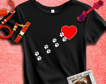 Dog Lover Graphic Tee Shirt, Paw Heart Shirt, Dog Lover Gift, Paw Print Shirt, Unisex Short Sleeve Tee, Paw Lover Shirt, Animal Lover Shirt