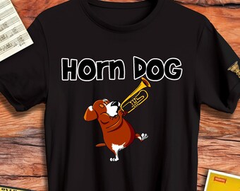 Funny Trumpet Dog Graphic Tee, Musician Gift